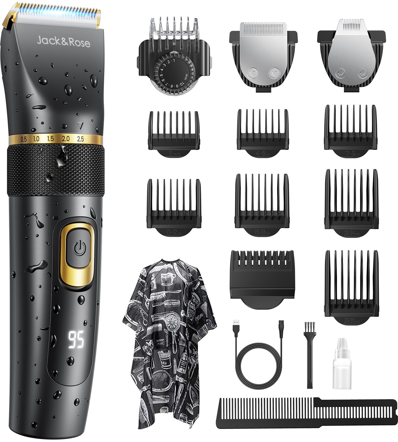 3-in-1 Haartrimmer Set met Keramisch Blad en Waterdicht Ontwerp
