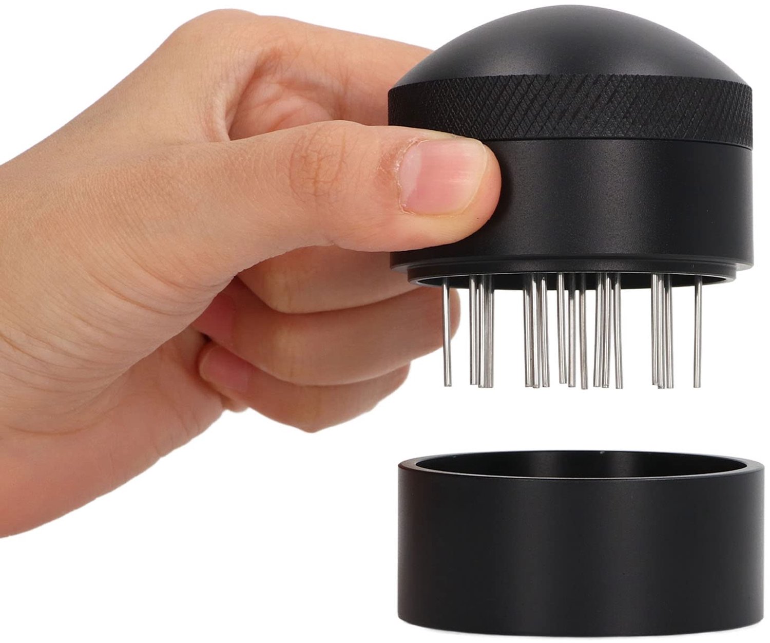 Koffie Distributeur Roestvrij Staal - Koffie Tamper 51 mm - Verstelbare Diepte - Duurzaam - Perfect voor Thuis/Kantoor - Inclusief Basis