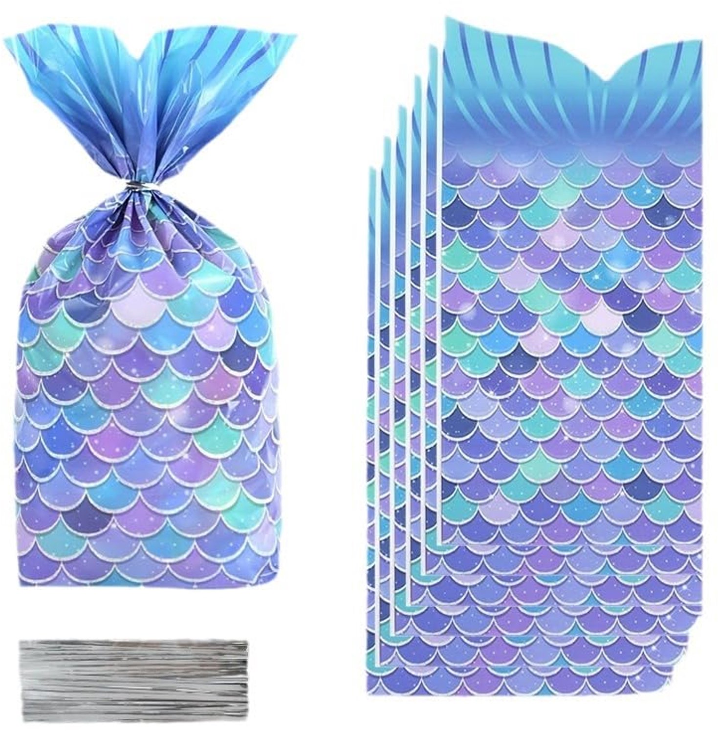 Cadeauzakjes 50 stuks - Zeemeerminstaart Design - Snoepzakjes - Feestdecoraties - Milieuvriendelijk - Herbruikbaar - Geschenkzakjes