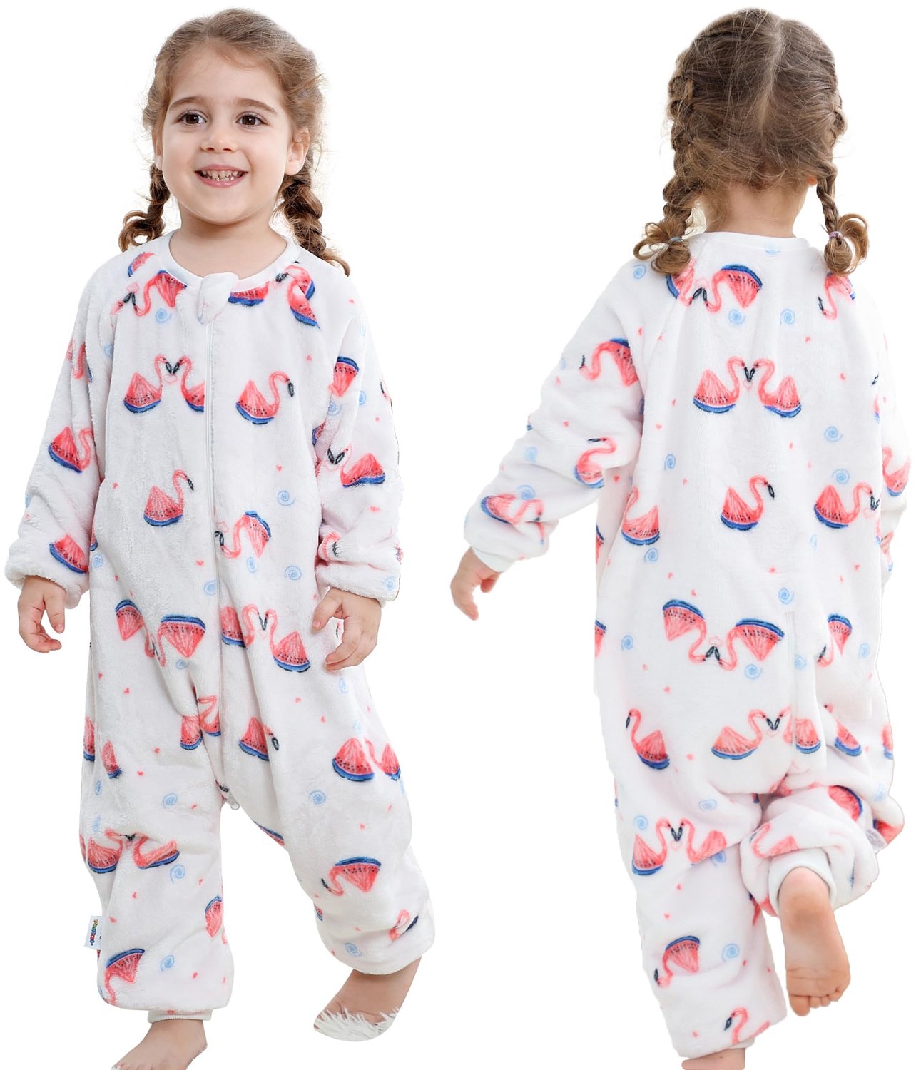 Slaapzak met Voeten voor Kinderen - Flanel, Flamingo, 2.5 Tog