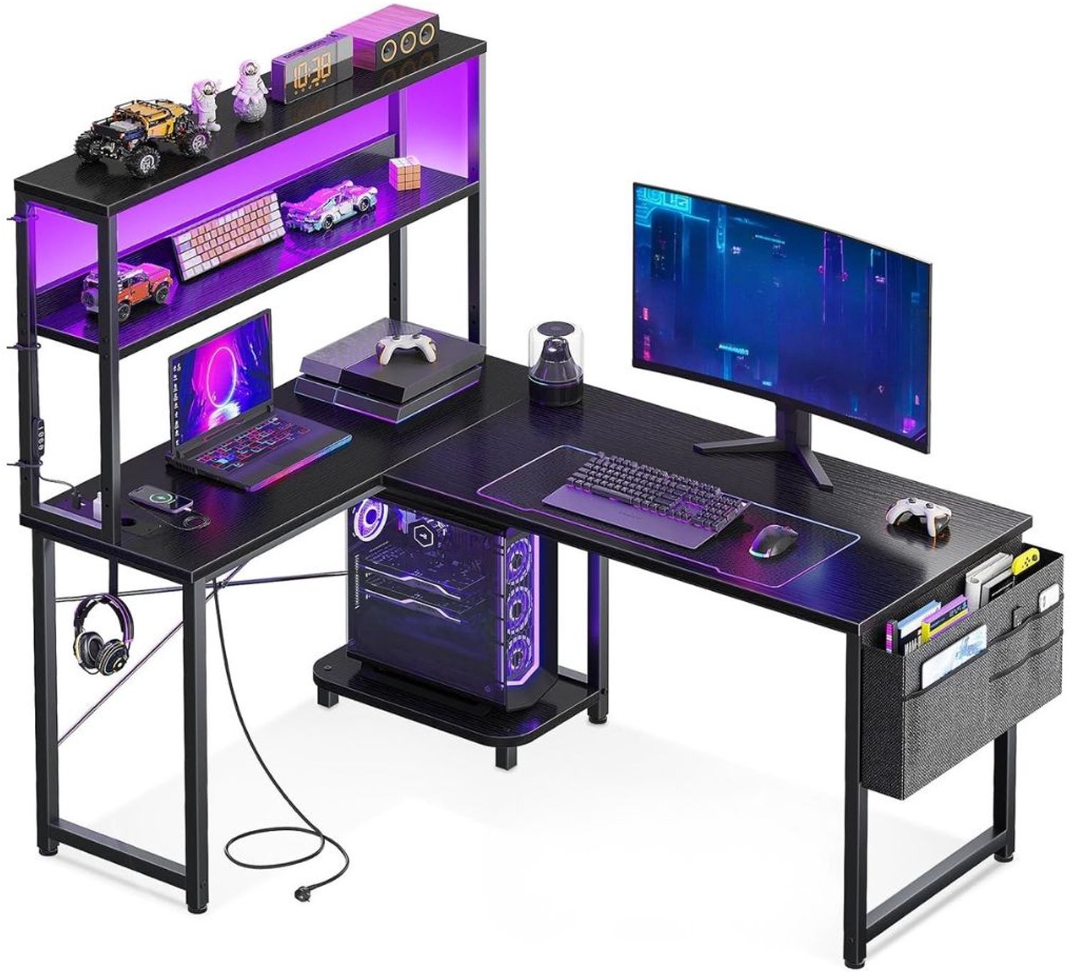 Br@ndless Hoekbureau Gaming - Bureau L Vormig - Computer Desk-Zwart