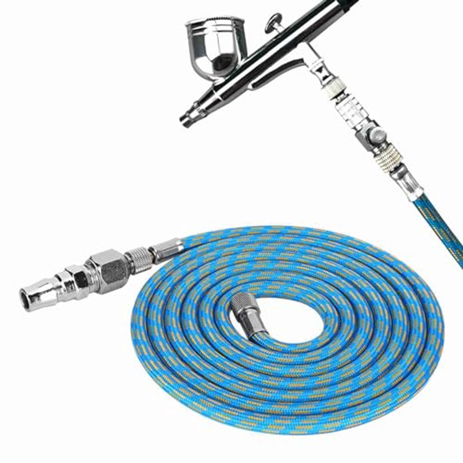 Luchtslang - Adapter - Twistweerstand - 1/8-1/4 inch - Nylon - Wandstructuur - Geschikt voor airbrush - Zwart
