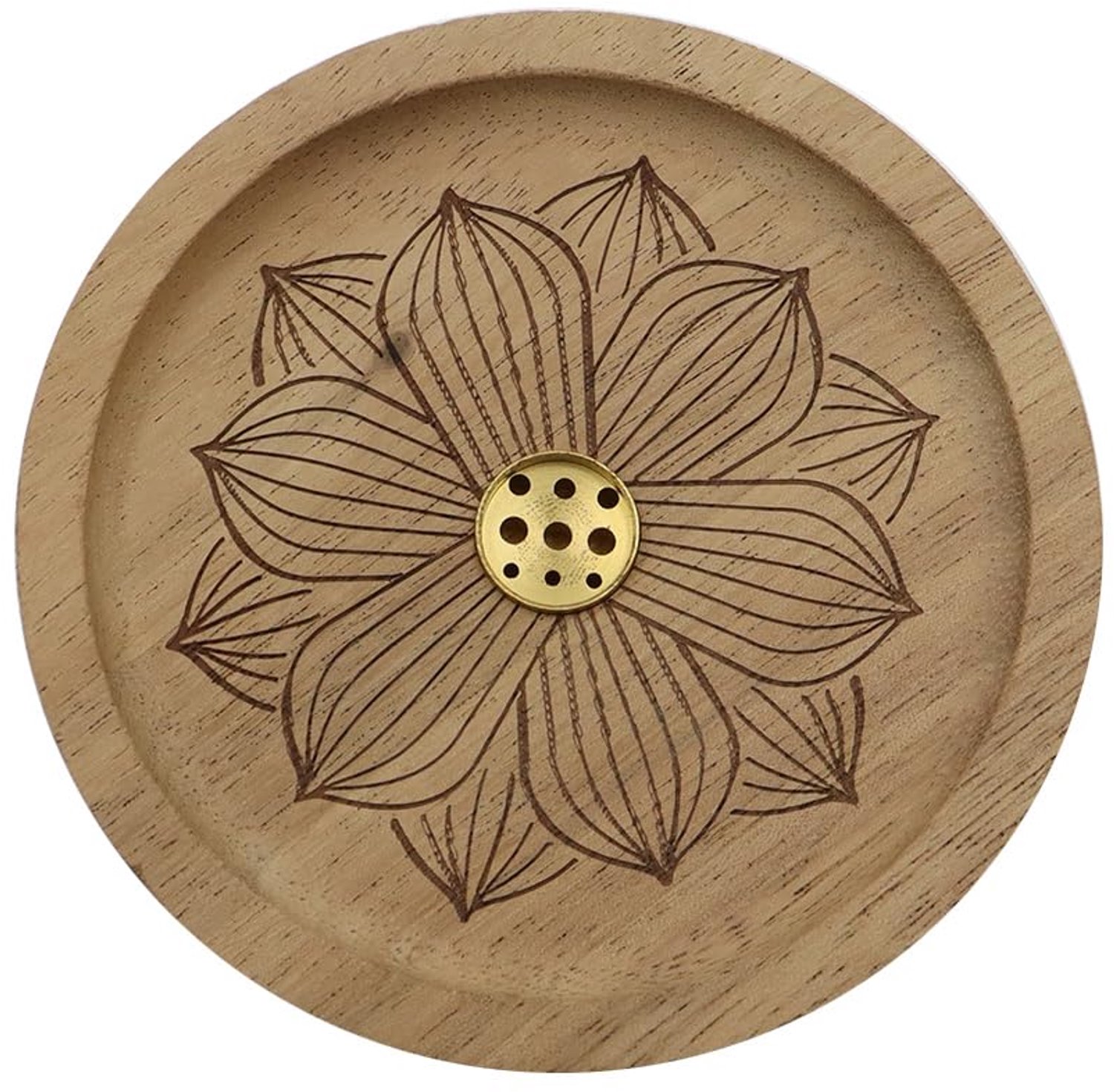 Houten Lotus Wierookhouder met Asopvang