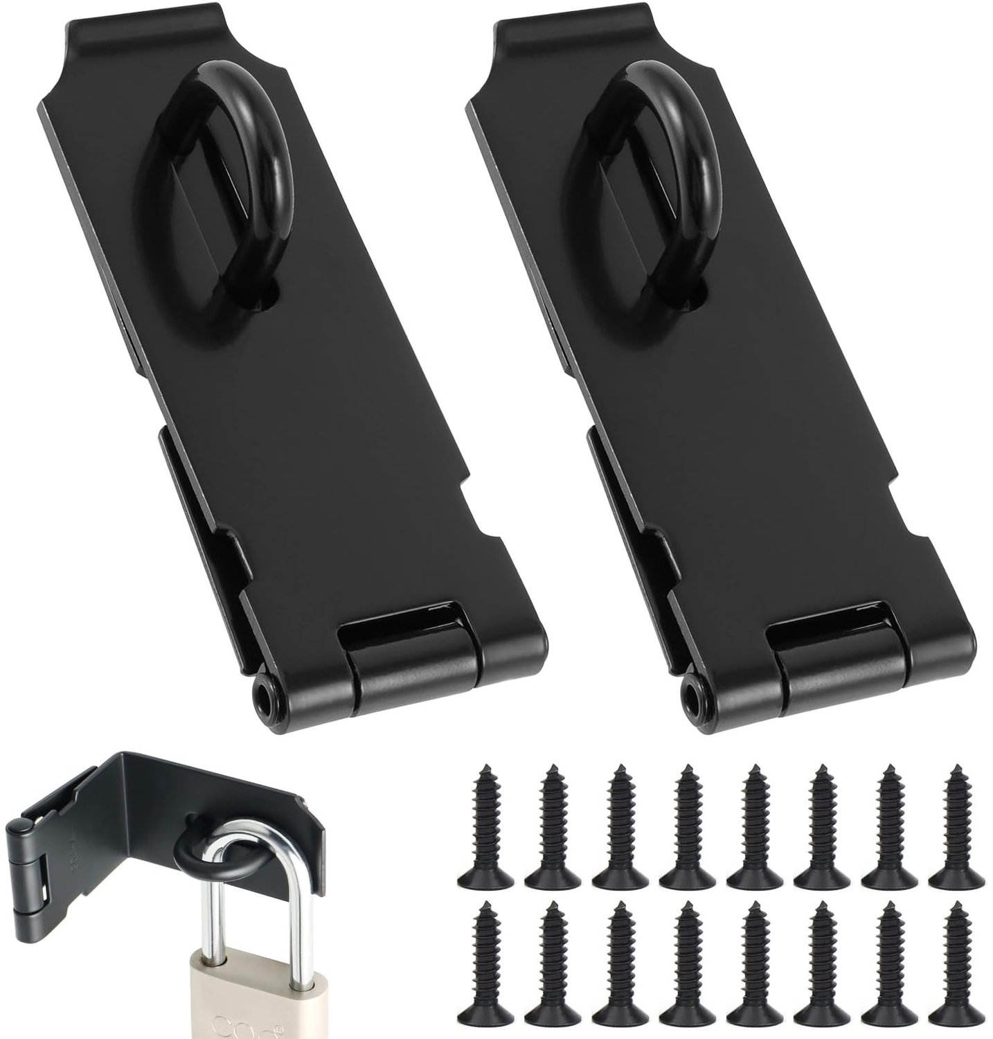Hangslot Hasp Roestvrij Staal - Deurslot Hasp - Veiligheid Hasp - Hangslot Set - Binnen/Buiten Gebruik - Makkelijk te Installeren