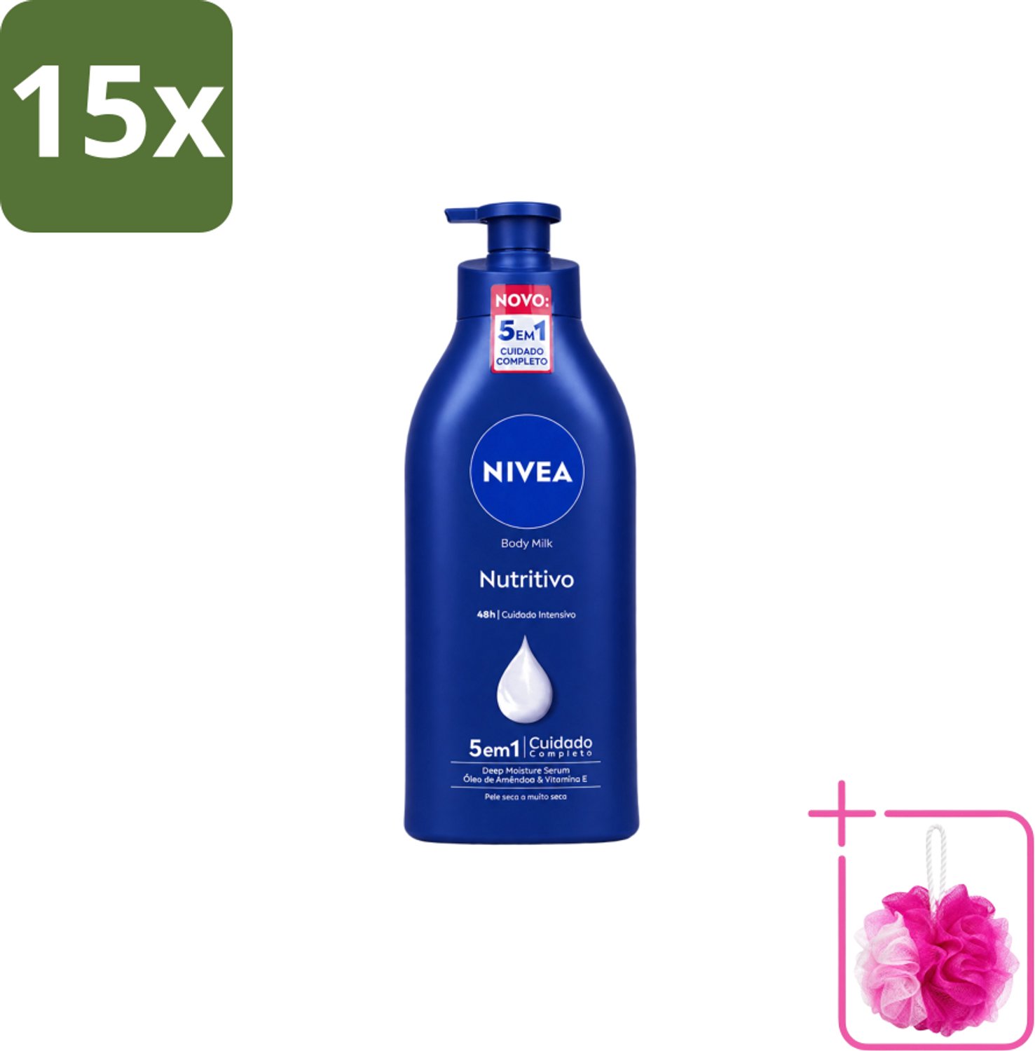 15 x Nivea – Bodymilk – Original met Pomp – 500 ml - Bulkverpakking - Bodymilk - Douchemop - Hydratatie