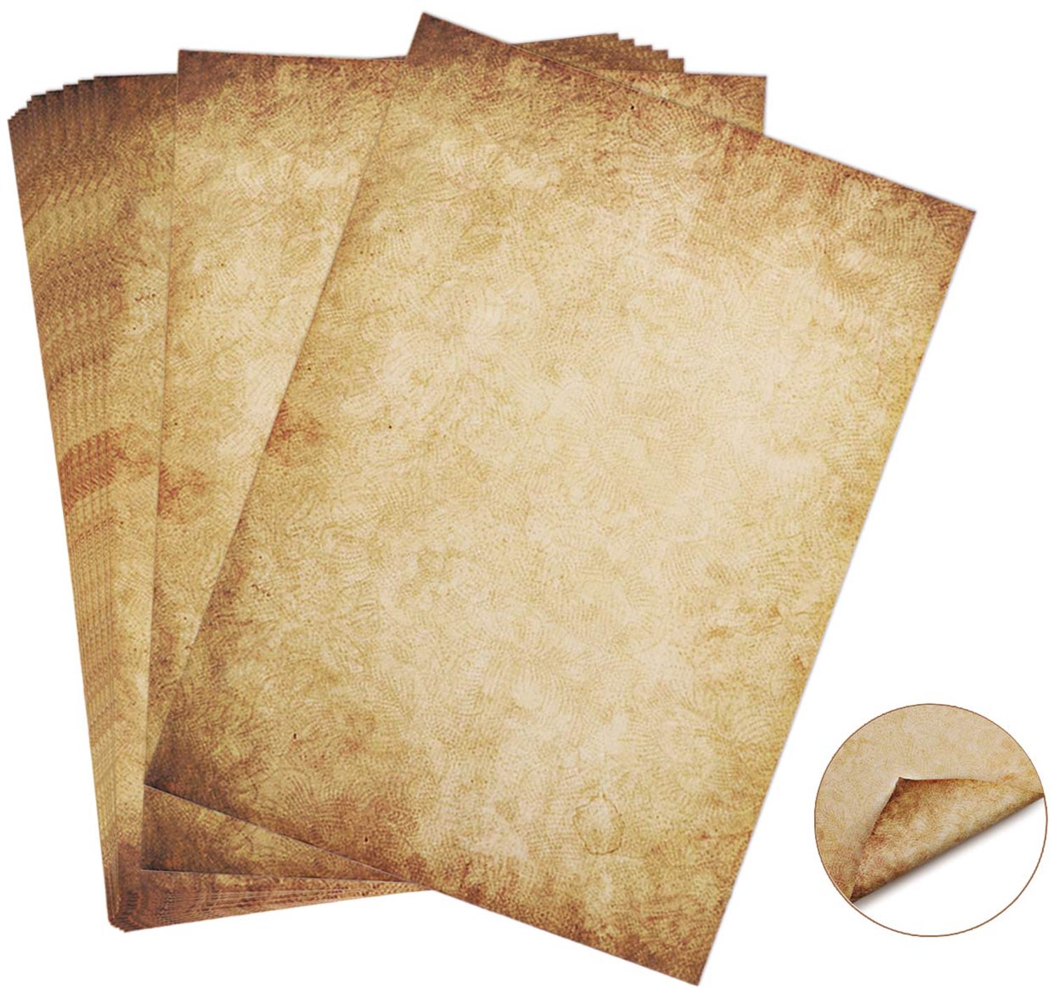 Briefpapier Hoogwaardig - 60 Vellen - Dubbelzijdig - DIN A4 - Oud Papier - Vintage Motief - Professionele Offsetdruk - Motiefpapier