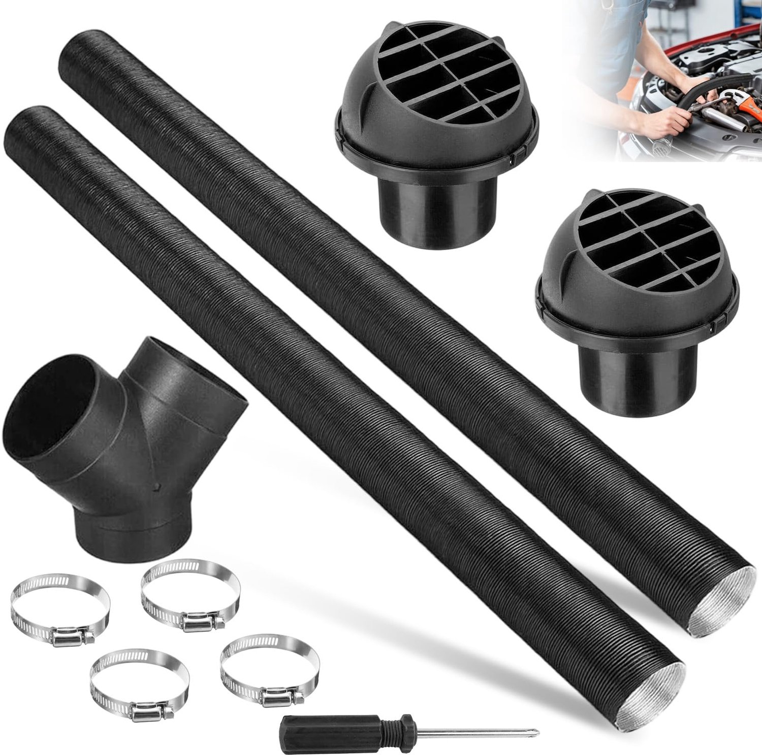 Dieselverwarmingsbuizen 75 mm met Ventilatieclips en Slang