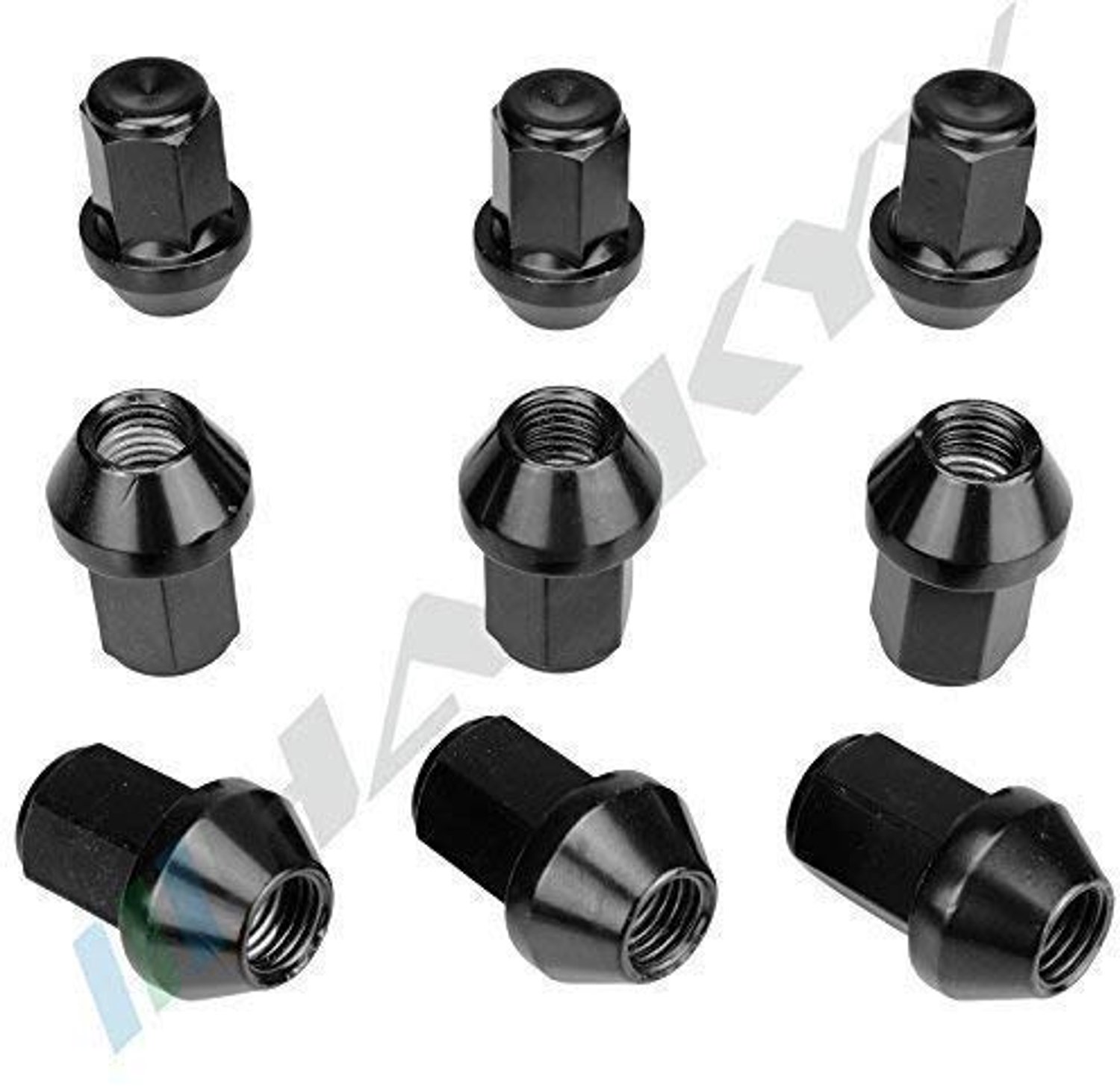 Set van 20 Zwarte Wielmoeren M12 x 1,5 voor Kegelband Velgen
