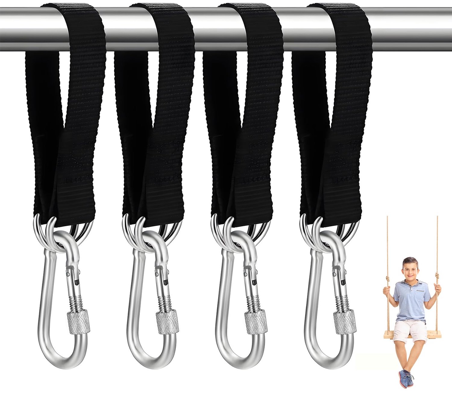 Set van 4 Swing Bevestigingen met Karabijnhaken voor Binnen en Buiten