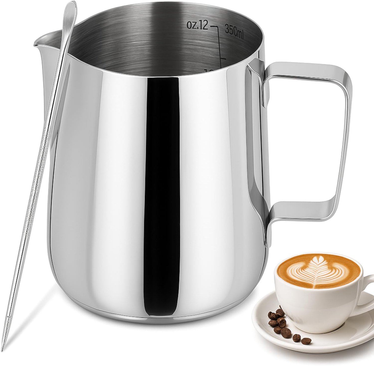 350ml RVS Melkopschuimer met Latte-Art Nadel