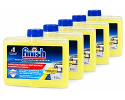 Finish Vaatwasmachinereiniger – 5 x 250 ml – Totaal 1250 ml – Citroengeur – Intensieve Machinereiniger – Verwijdert Vet, Kalkaanslag en Nare Geurtjes – Dieptereiniging