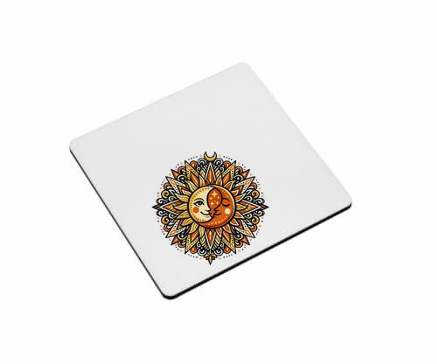Mr Cadeautjes MDF magnetische fotolijst vierkant 9,5 - design Zon & maan mandala | cadeau Wit
