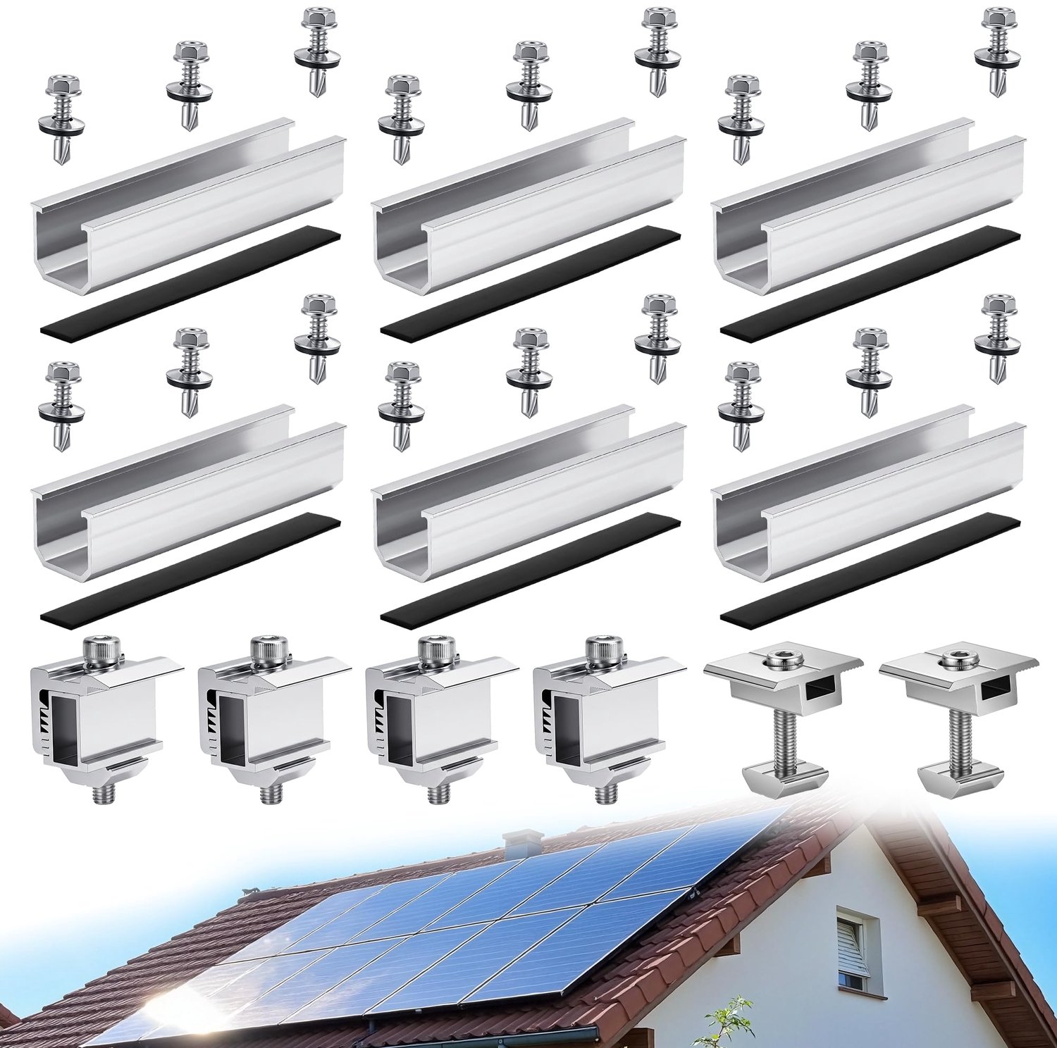 Zonnepaneelhouder met Aluminium Rail en Verstelbare Klemmen