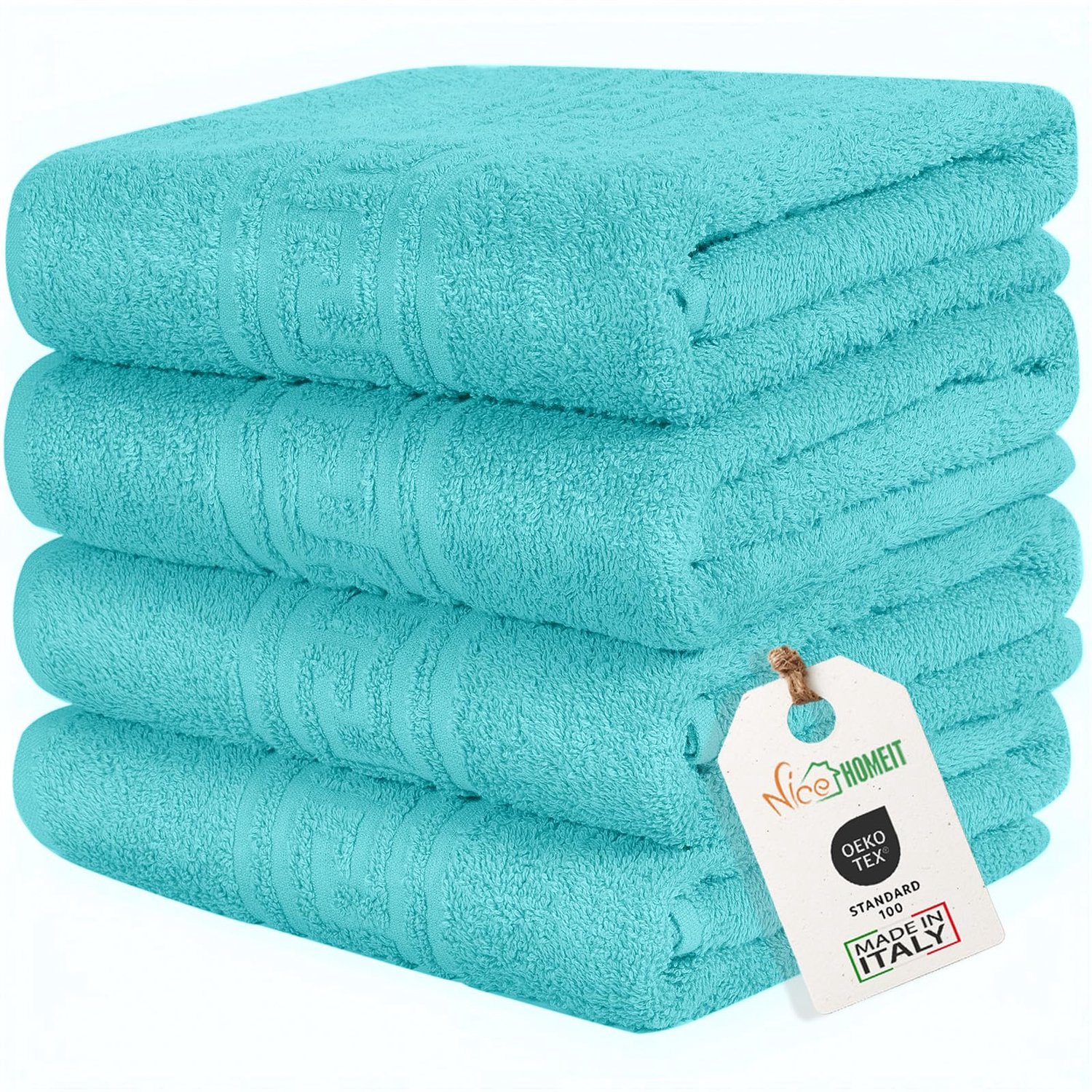 Set van 4 Handdoeken 100% Katoen 60x100 cm Water Blauw
