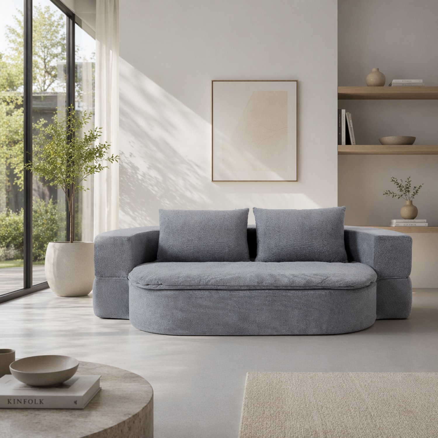 Maisentiel Opvouwbare slaapbank met afneembare bekleding - 200 x 130 cm - lichtgrijs