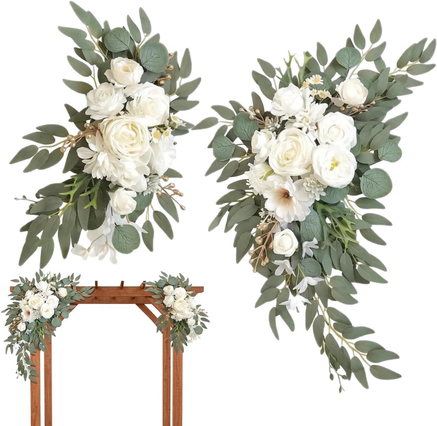 Trouwboog bloemen - 2 stuks - Voor verjaardag bruiloft themafeest tafel of fotohoek - Decoratieve uitvoering voor een herkenbare en verzorgde opstelling - Eenvoudig te combineren met passende feestdecoratie en tafeldecoratie