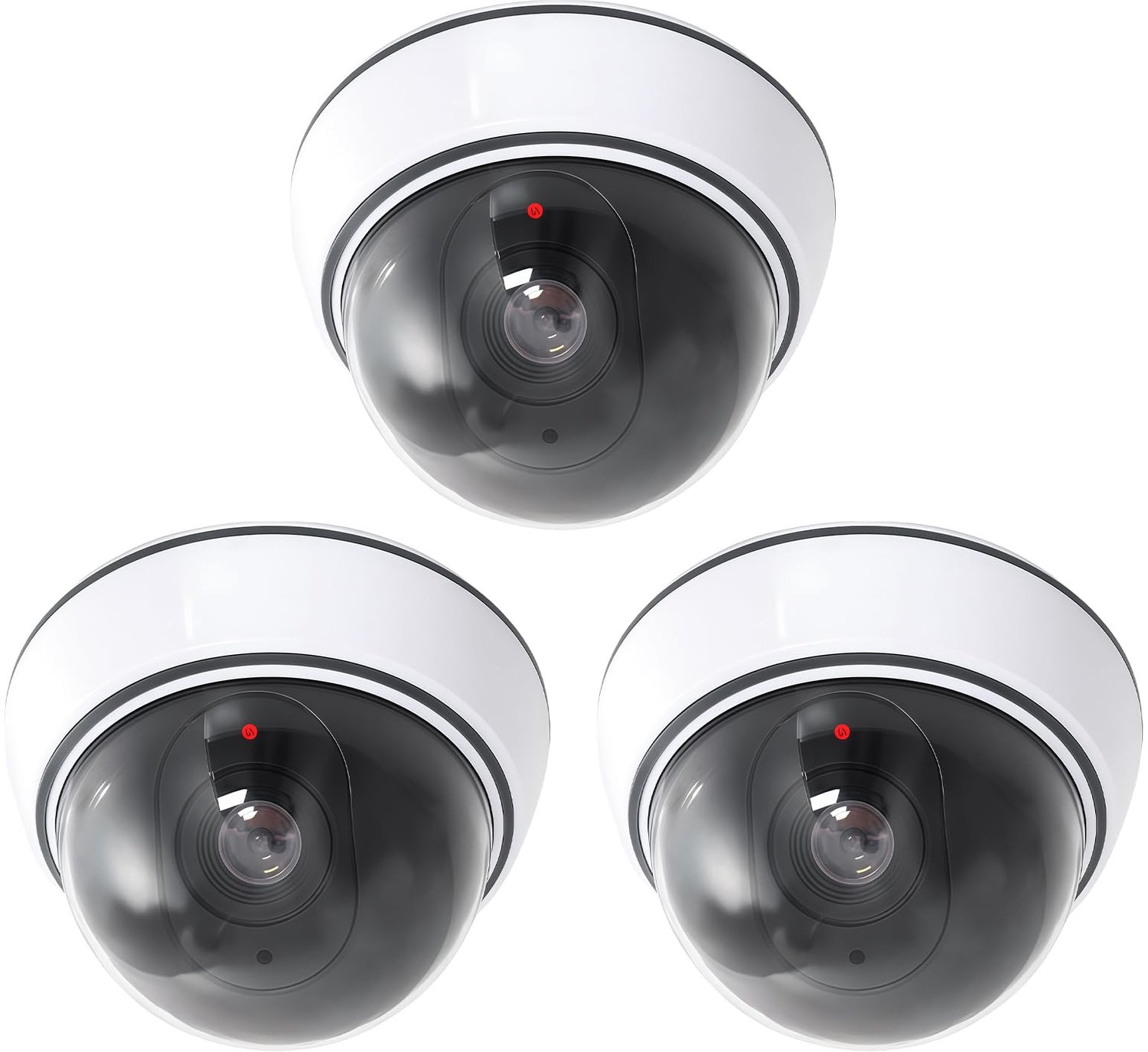 Dome dummy camera met knipperend LED-licht - Set van 3 voor binnen en buiten