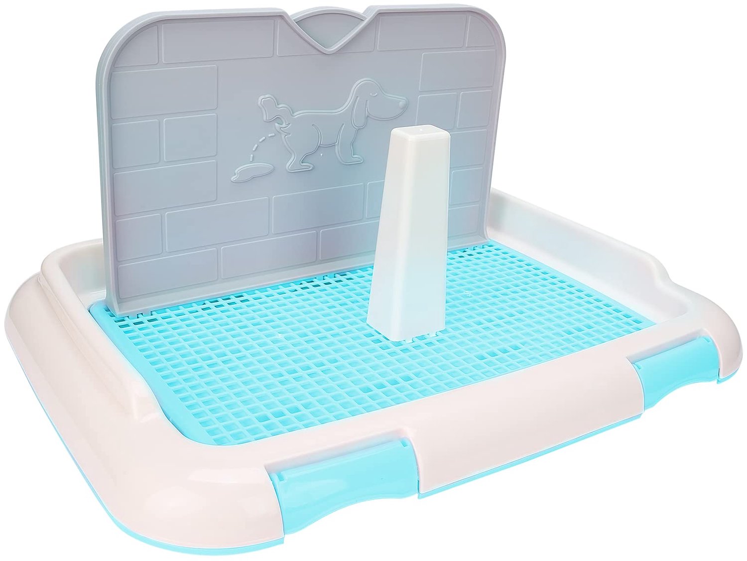 Hondenpotje met Rooster - Hondentoilet Binnen - Puppytraining Bak - Urinebak met Spatwand - Droge Voetjes - Verwijderbare Kolom