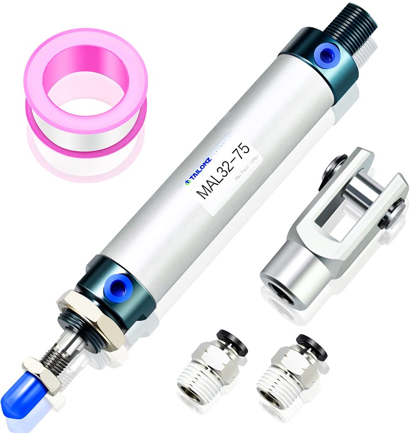 Pneumatische Cilinder met Y-verbinding en 2 Fittingen
