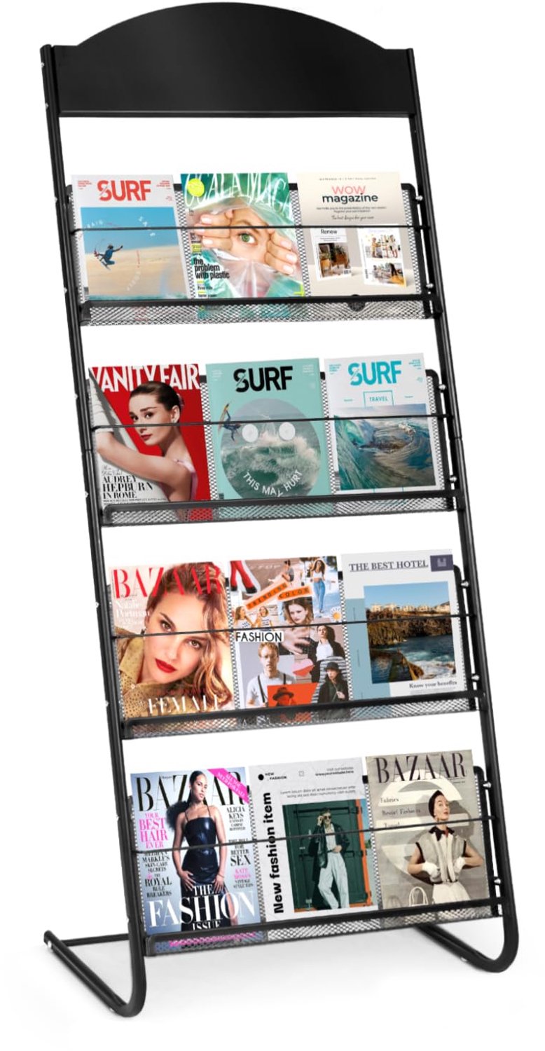 Magazine Stand met 4 Compartments zonder Wielen