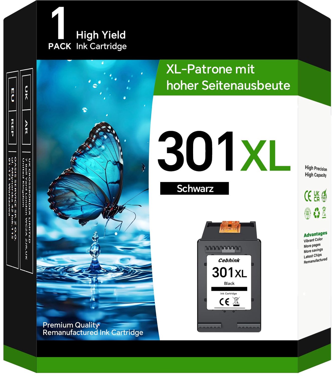 Inktcartridge 301XL Zwart - Compatibel - 750 Pagina's Bereik - Hoge Opbrengst - Optimale Afdrukresultaten - Geschikt voor Kantoor en Thuis - Printerinkt