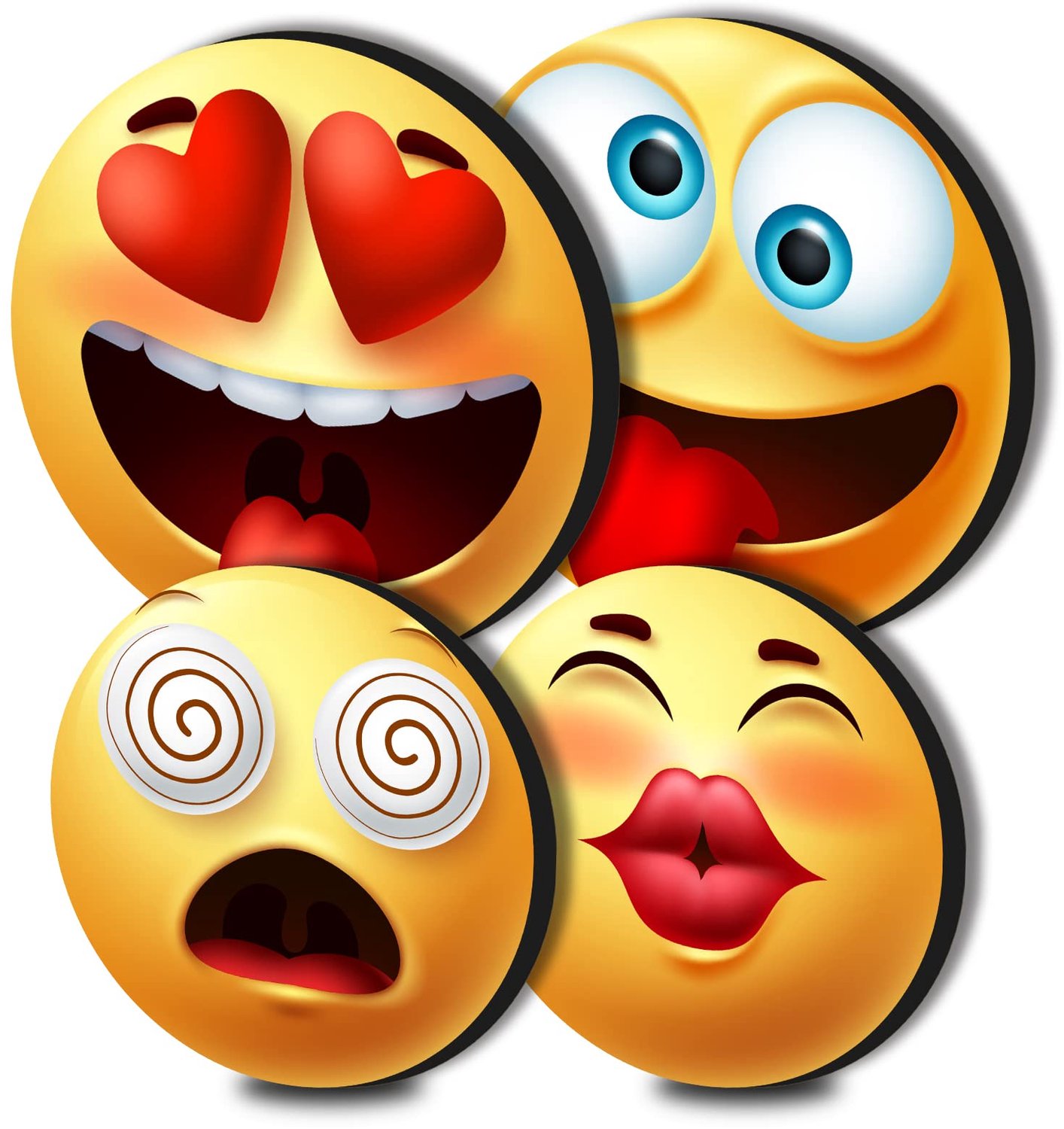 Set van 4 Ronde Metalen Kookplaat Afdekplaten - Emoji Design