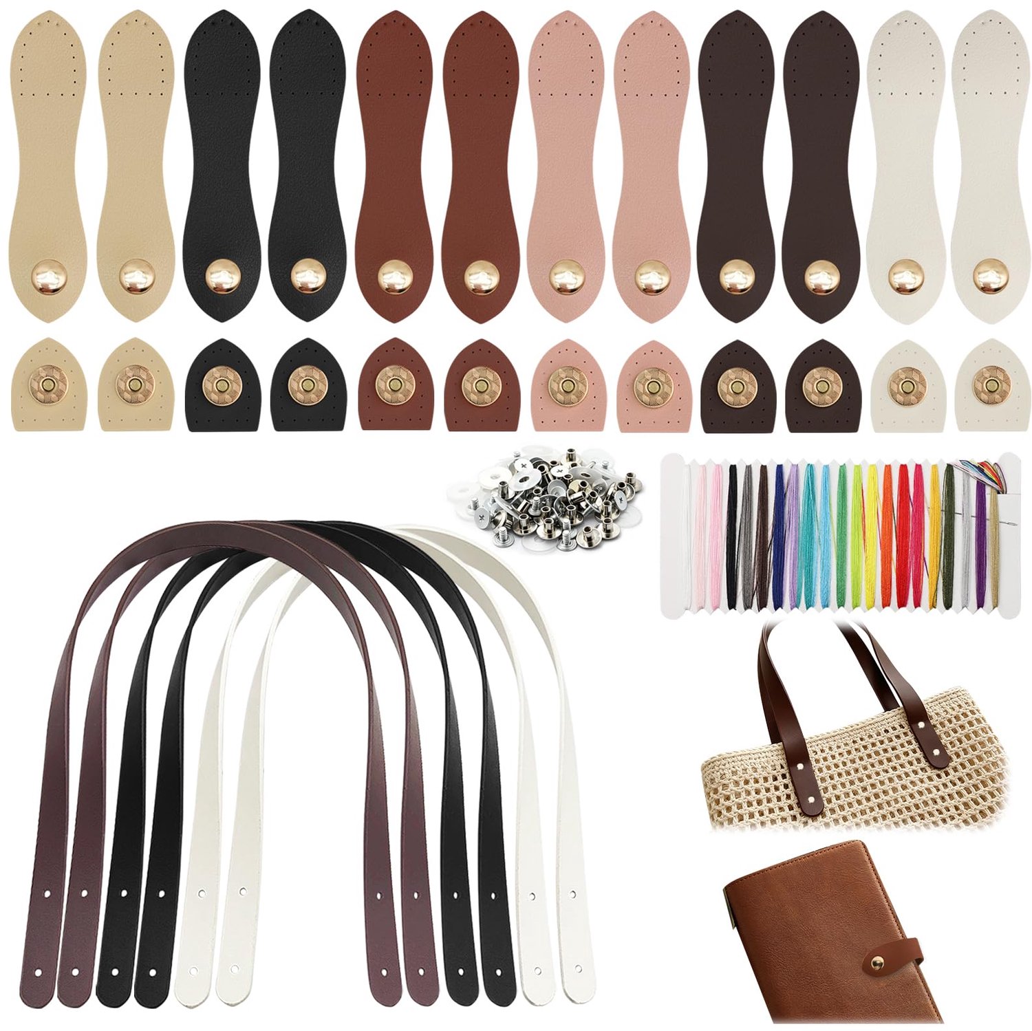 Set van 18 tashenzen met klinknagels - DIY-tasaccessoires