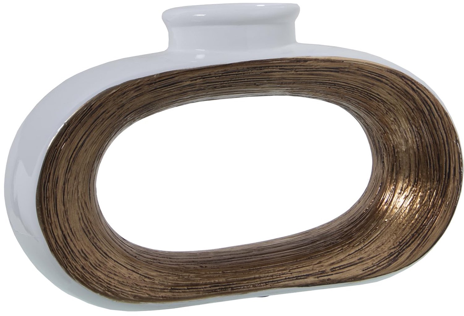 Keramische Tafelvaas in Wit en Goud 10 x 37 x 24 cm