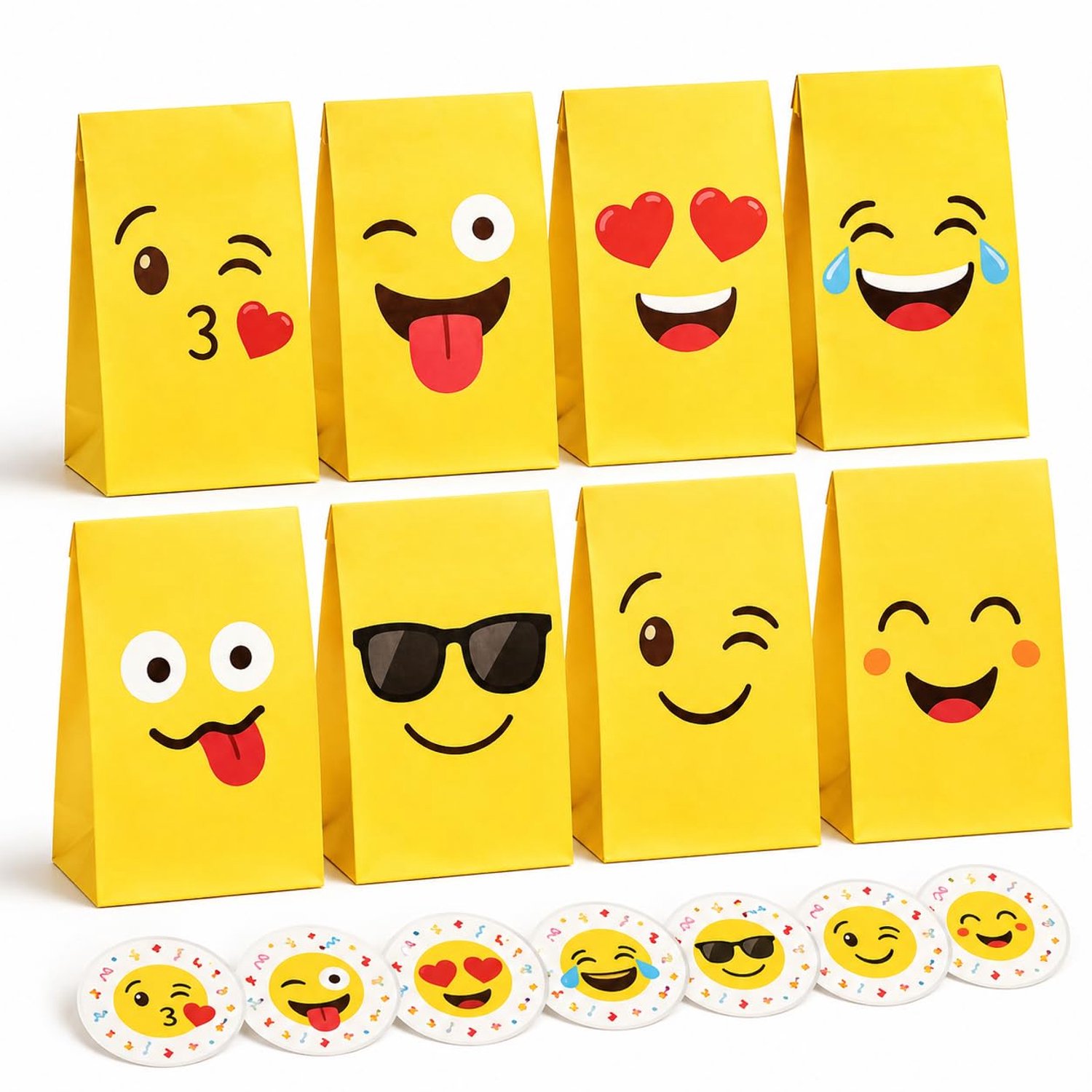 Set van 24 Kleurrijke Papieren Zakjes met Stickers