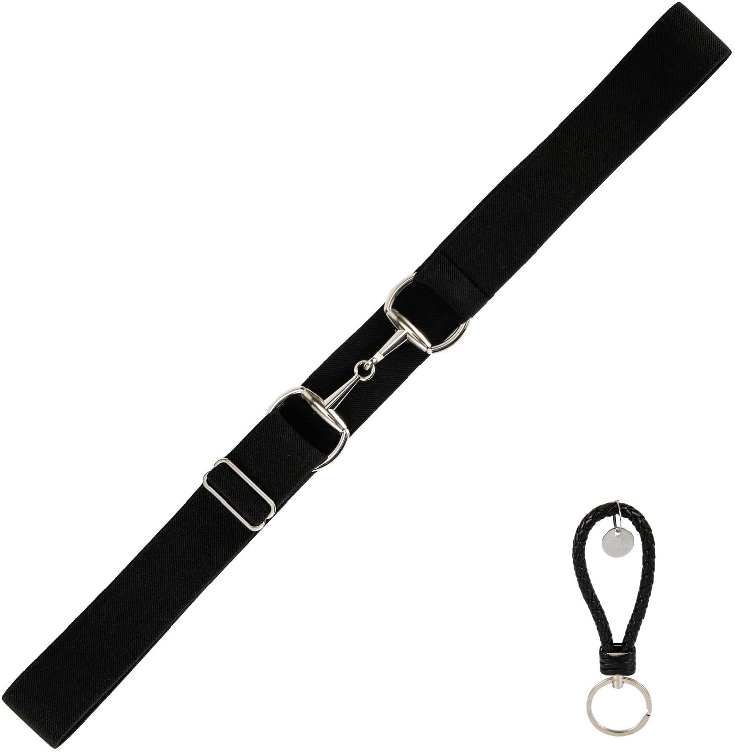 Ruiterriem Verstelbaar - Elastisch Paardrijriem - Sleutelriem - Paardensport - 105 cm - Zwart Polyester - Paardrijgordel
