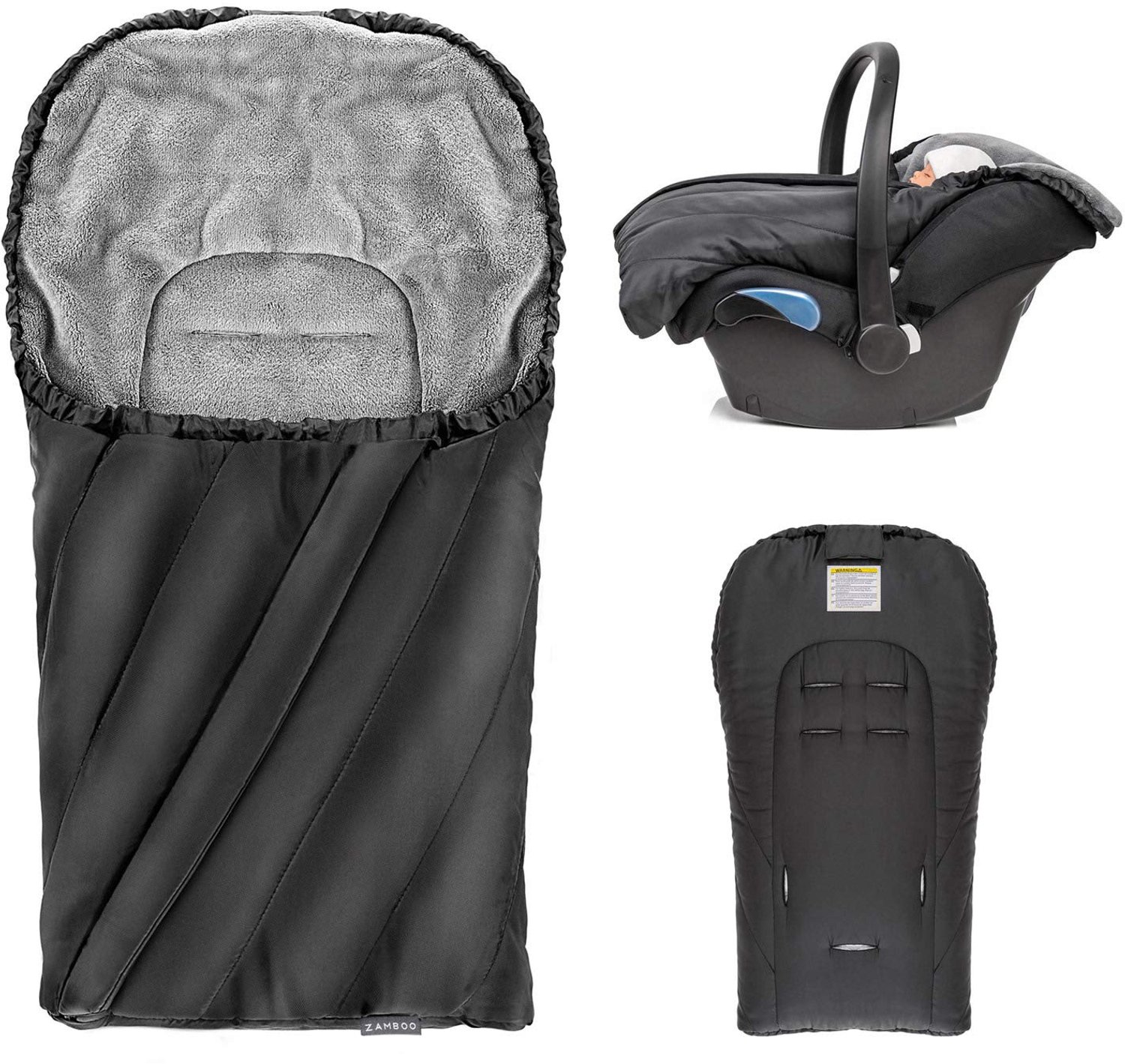 Deluxe Voetenzak voor Autostoel - Teddy Fleece - Zwart