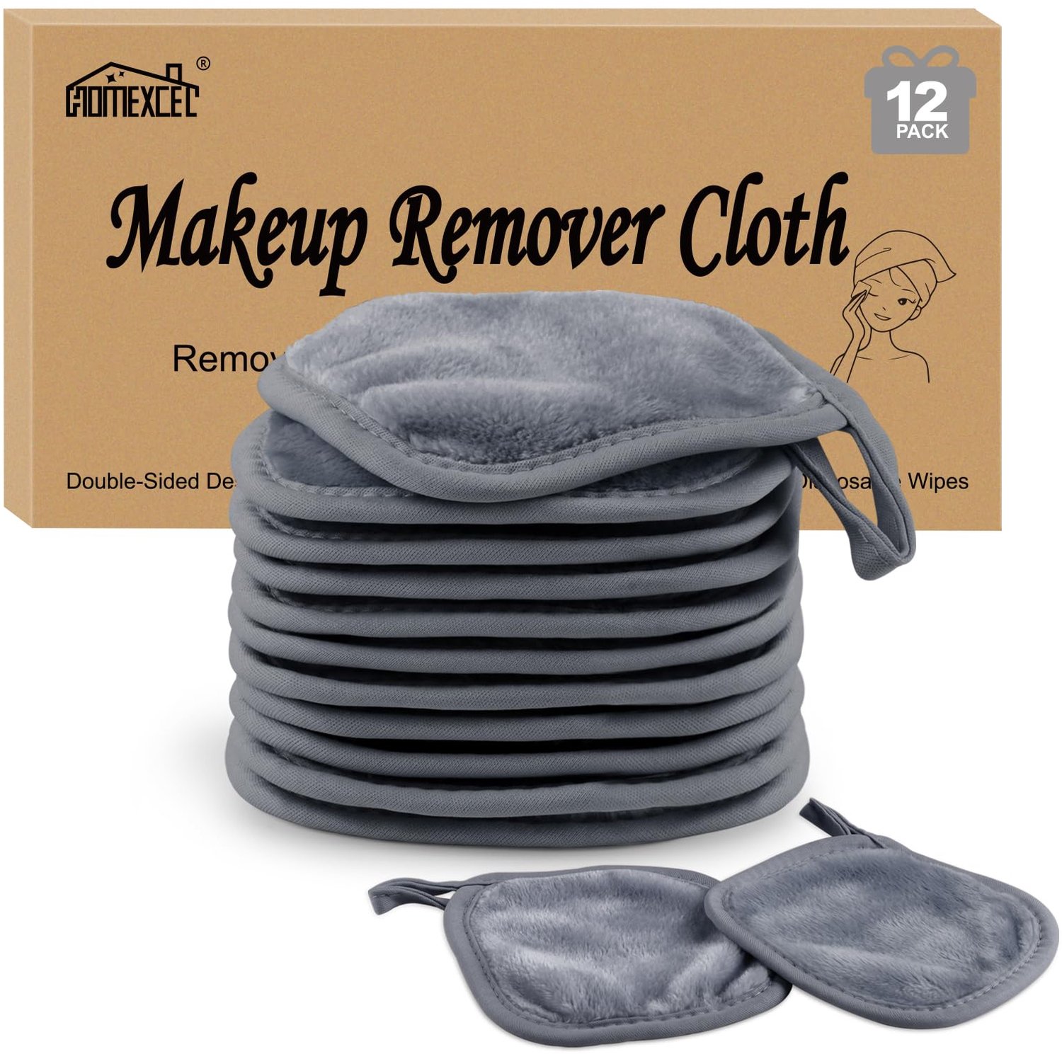 Set van 12 Herbruikbare Makeup Remover Doeken
