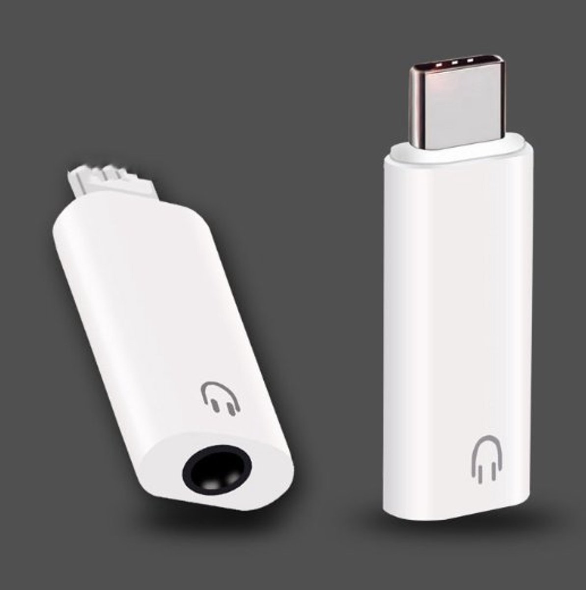Fyfanie- Type-C naar 3.5mm jack -USB-C naar 3.5 mm- audio adapter- koptelefoon converter-stekker voor smartphone en tablet - wit