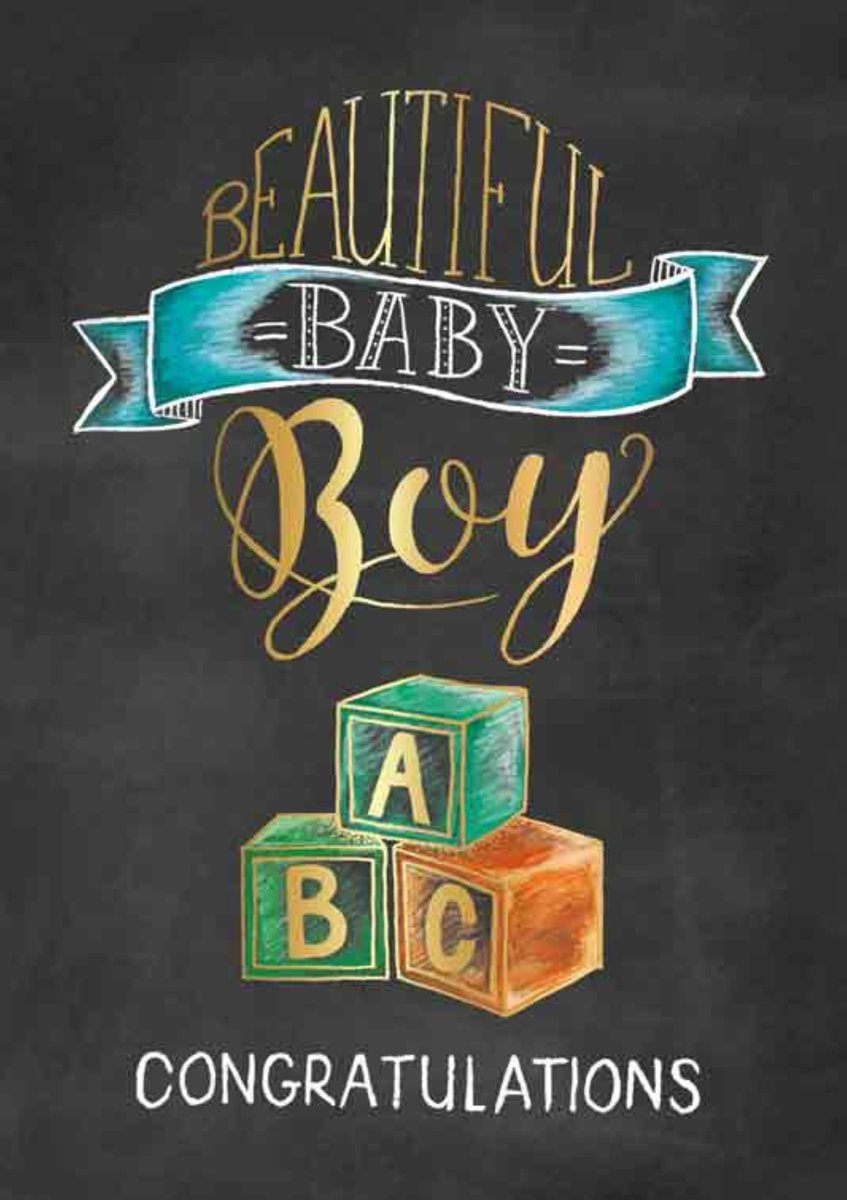 Luxe Wenskaart Geboorte Jongen - Wenskaarten - Geboortekaart - Baby - Zoon - Zoontje - Birth Boy - Geboren - Jongetje - Beautiful Baby Boy - Serie Sketch'd - Artige - Kaart - 1 Stuks - In Folie - Gratis Verzonden - Hoge Afnamekortingen - 12x17cm