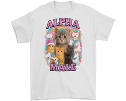 Katten Shirt – ALPHA MALE – Y2K Aesthetic Outfit – Unisex T-Shirt voor Dames & Heren – Origineel Cadeau