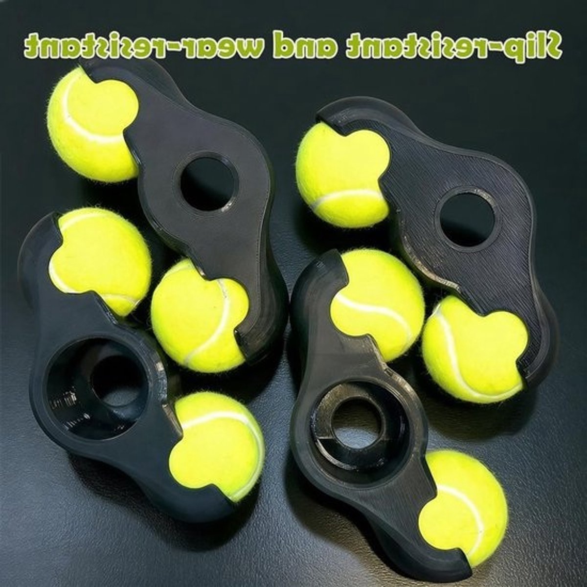 Rocker Plate voeten - wipplatenadapter - indoor fietsen - met tennisballen - 4 stuks - zwart groen