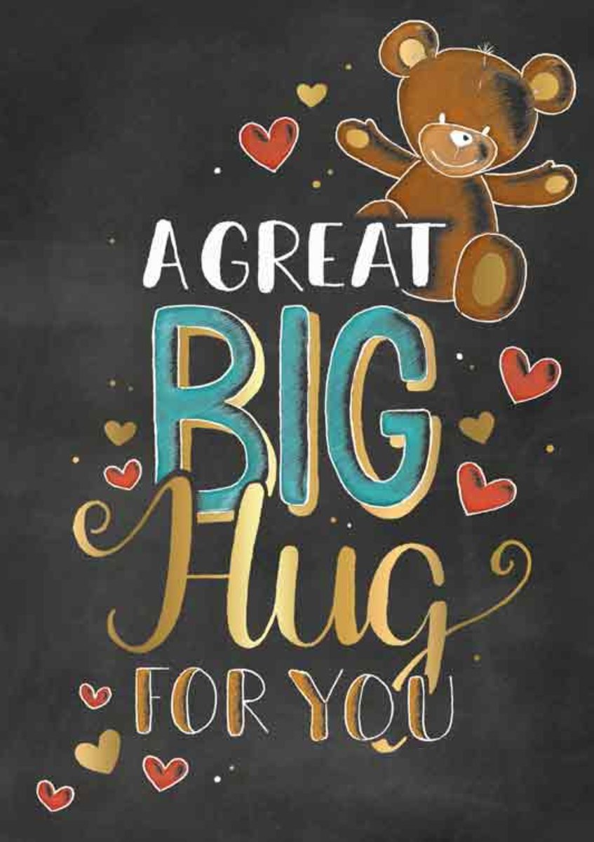 Luxe Wenskaart Knuffel - Wenskaarten - Knuffelkaart - Opvrolijken - A Great Big Hug For You - Serie Sketch'd - Artige - Kaart - 1 Stuks - In Folie - Gratis Verzonden - Hoge Afnamekortingen - 12x17cm