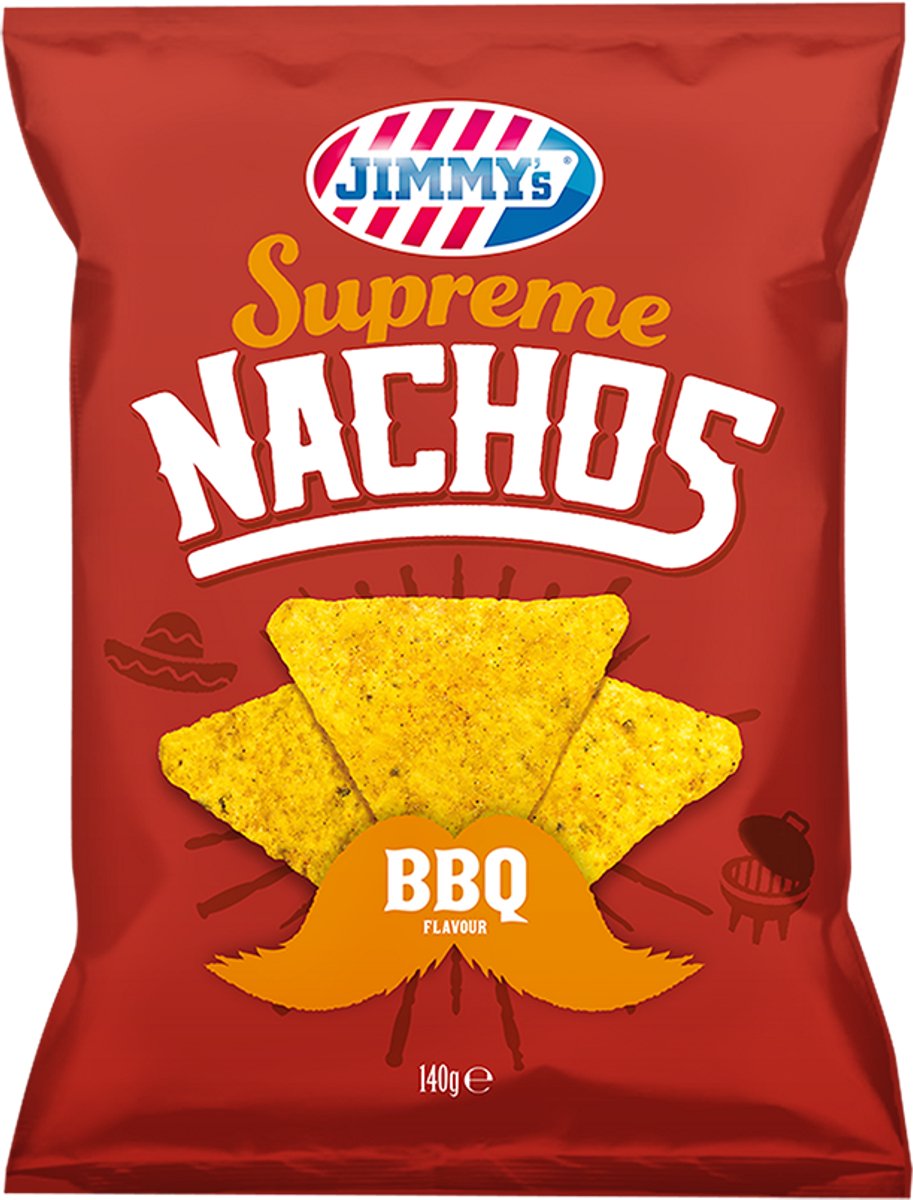 JIMMY's Supreme Nachos Barbecue 12x140g zonder MSG
