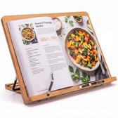 Kookboek en tablet standaard - Verstelbaar met klemmen - Boeken - Steun - Standaard - Rek - Houder - Book - Steunen - Metaal - Hout - Bamboe - Lees - Rekje - Luft