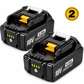 Tibagoods vervangende Accu - 2 stuks - 18V - 6000 mAh - Batterij - Boormachine, Cirkelzaag, Decoupeerzaag, Haakse slijper - Geschikt voor Makita BL1860B, BL1850B, BL1840B, BL1830B