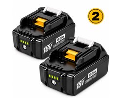 Tibagoods vervangende Accu - 2 stuks - 18V - 6000 mAh - Batterij - Boormachine, Cirkelzaag, Decoupeerzaag, Haakse slijper - Geschikt voor Makita BL1860B, BL1850B, BL1840B, BL1830B