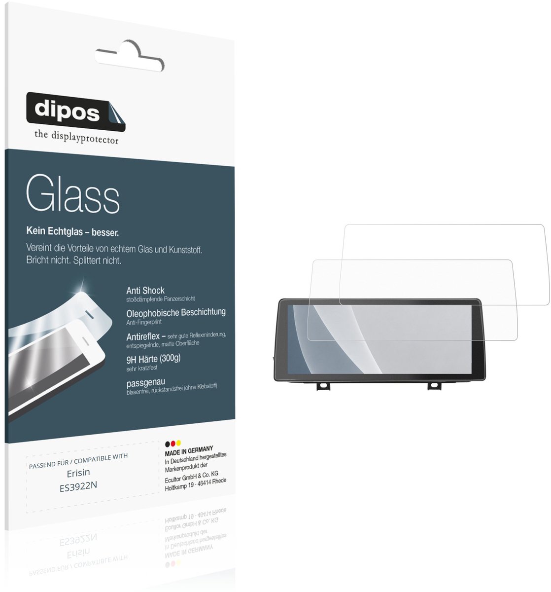 dipos – 2x Matte Pantserfolie geschikt voor Erisin ES3922N | 9H Screenprotector