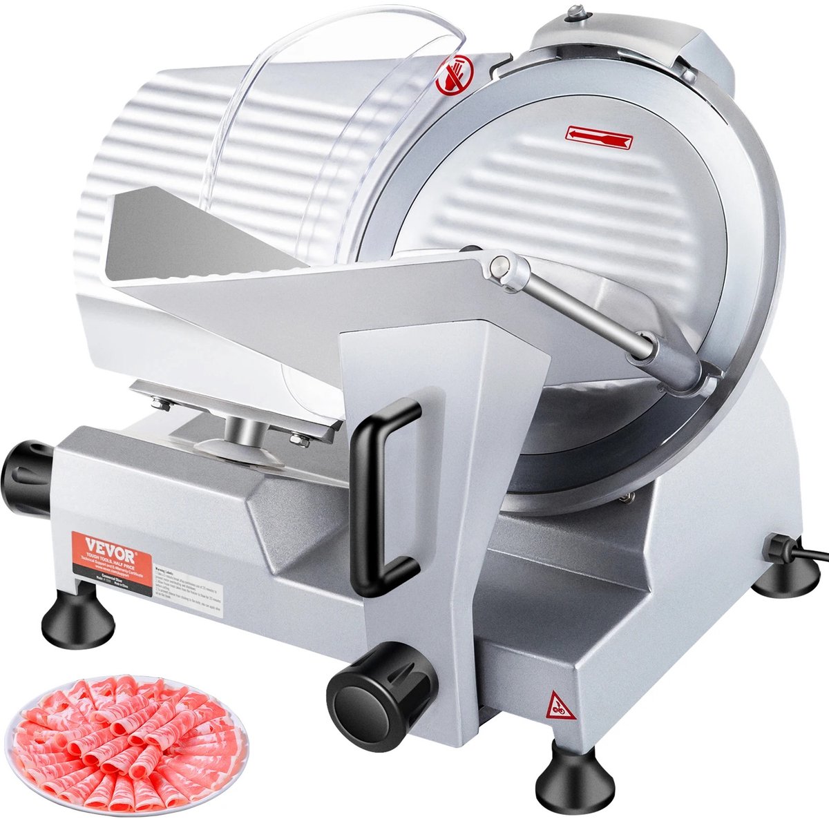 Veya Snijmachine - Vleessnijmachine - Ingebouwde messenslijper - 240W - 25,4cm koolstofstalen mes - Traploze snijdikte 0-12 mm