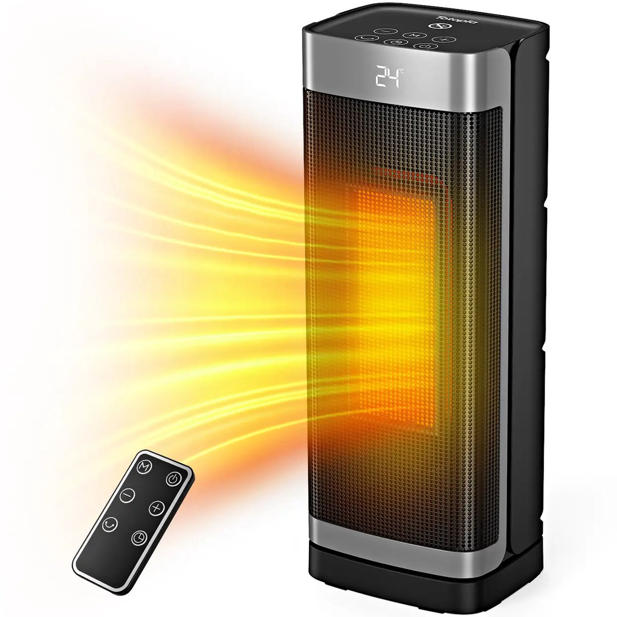 Elektrische Kachel 2000W – PTC Keramische Ventilatorkachel met Afstandsbediening – 2 Warmtestanden, Oscillatie, 12-Uurs Timer, Instelbare Thermostaat, LED Display, Omval- & Oververhittingsbeveiliging – KPT-2000 5186L