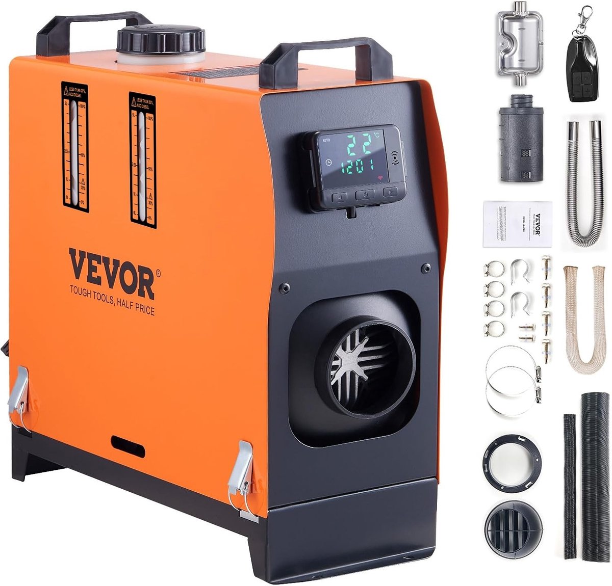 Dieselkachel - Zwart - 12 V - 8 kW Dieselluchtverwarmer met LCD Afstandsbediening - Voor Boot, Camper en Auto