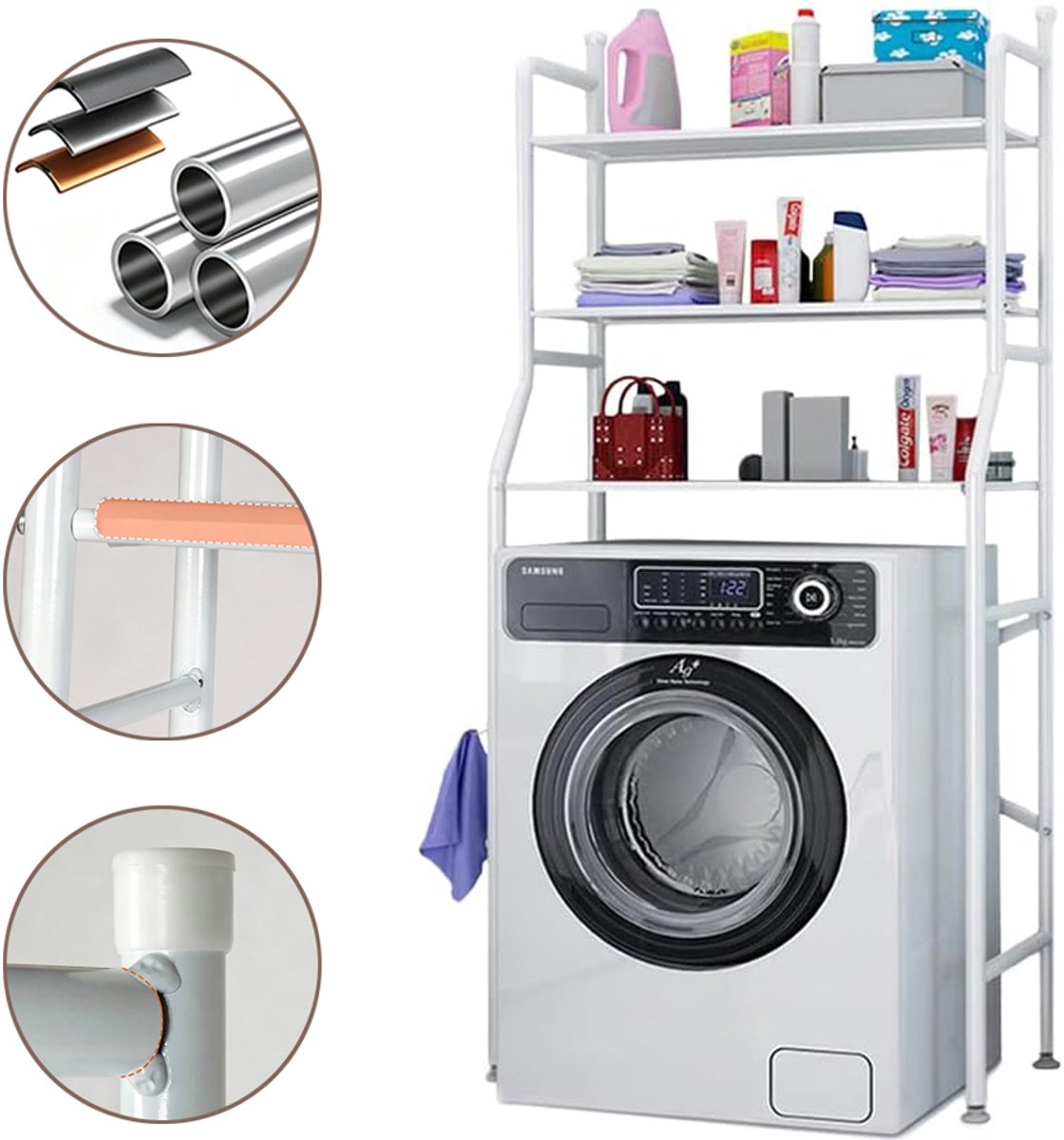 Planken Boven De Wasmachine - Waterdichte Opbergplank - Multifunctionele Opbergplank - Opbergrek Verticaal - Met 3 Planken