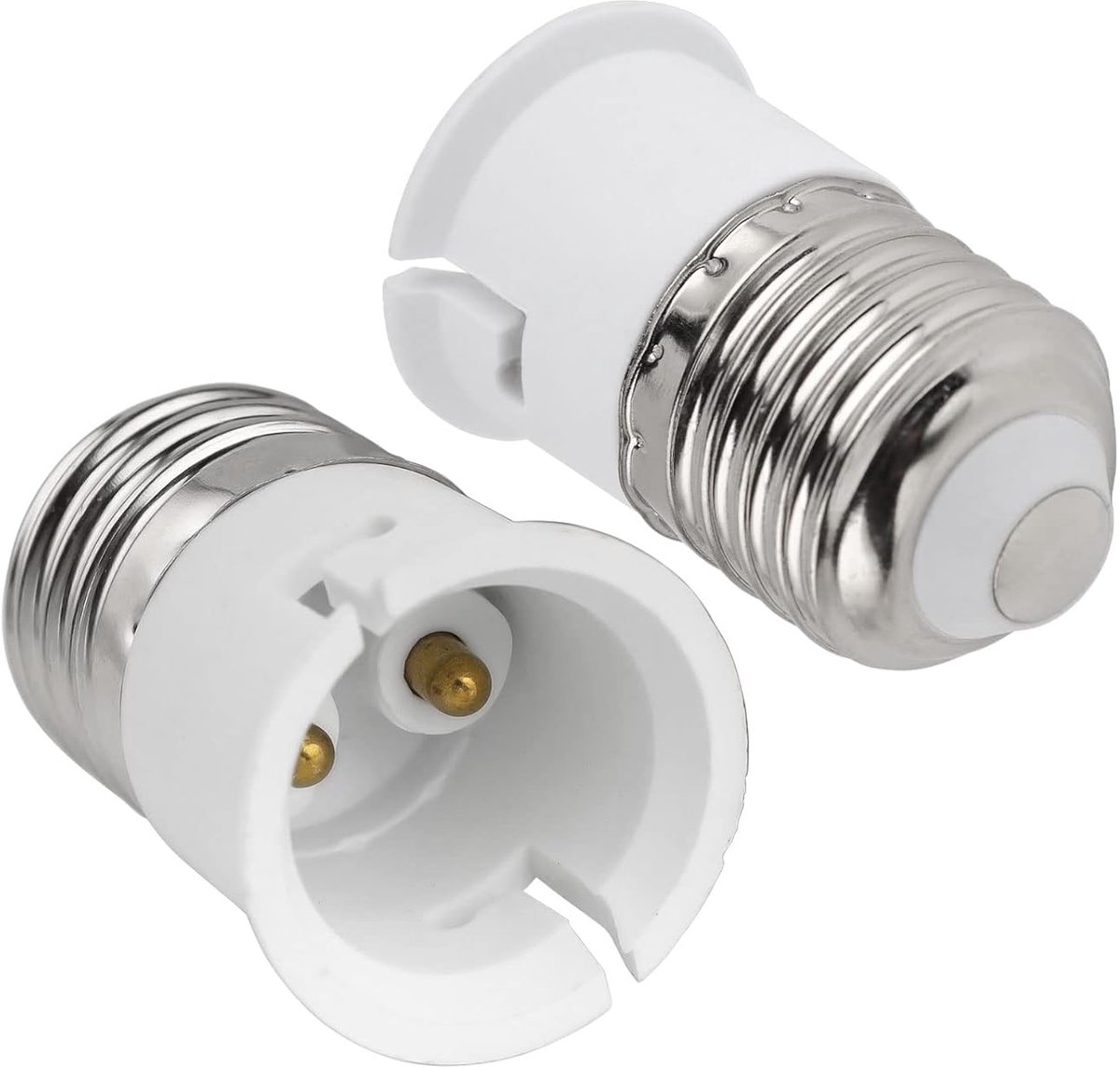 Naar B22 fittingadapter, E27 schroeven naar B22, bajonet, fittingomvormer, 0-250 V, voor B22-lampen, ledlampen, gloeilampen, halogeenlampen, CFL-lampen, 2 stuks