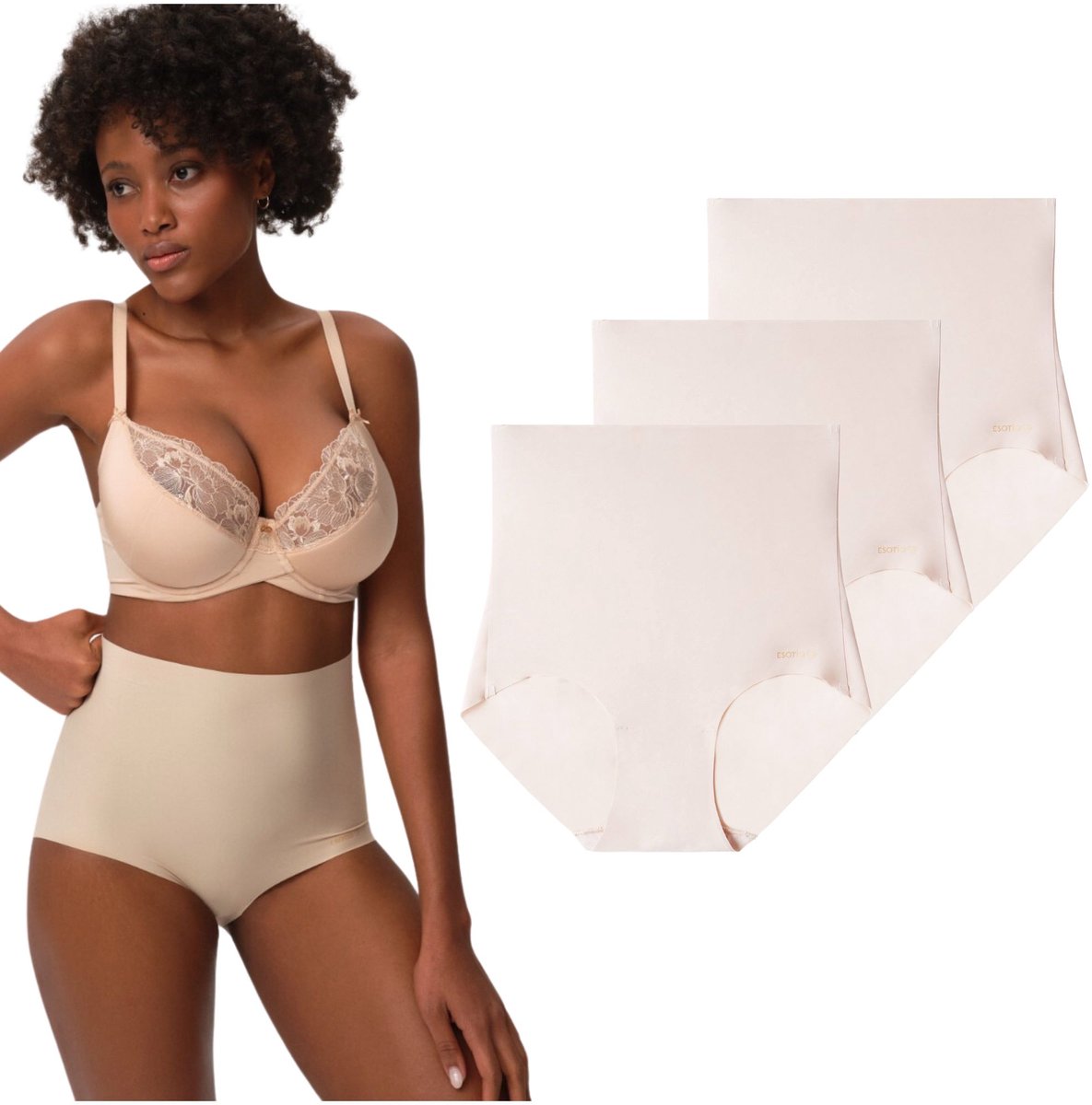 ESOTIQ Plain 40378 - Corrigerende slips - 3-pack - Zeer hoge taille - Maat XL