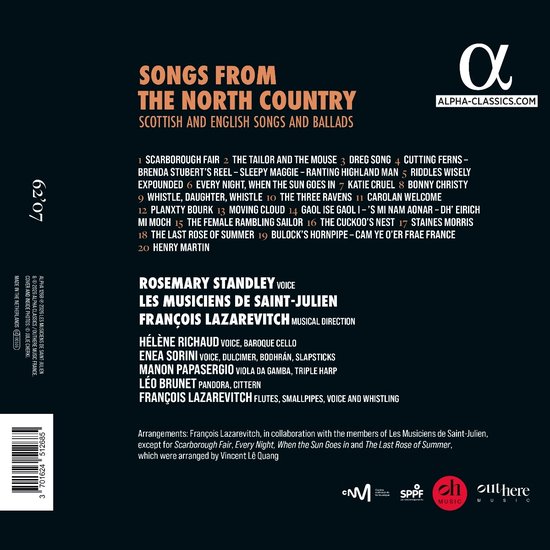 Albumhoes met tekst: SONGS FROM THE NORTH COUNTRY, SCOTTISH AND ENGLISH SONGS AND BALLADS. Namen van artiesten en nummers. Barcode.