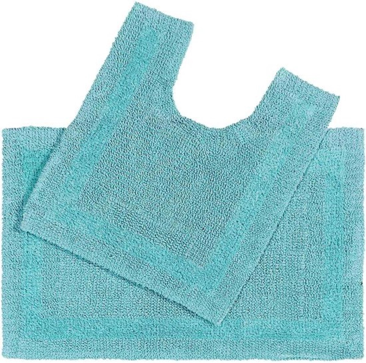 Luxe badmat set 2-delig 100% katoen - 50 x 80 cm en 50 x 55 cm - aqua - machinewasbaar en absorberend
